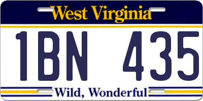WV license plate 1BN435