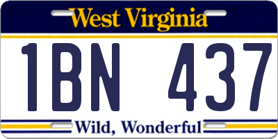 WV license plate 1BN437