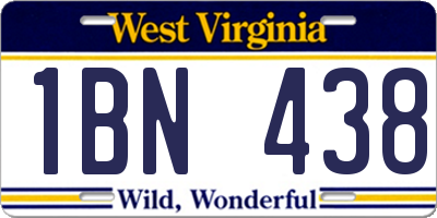 WV license plate 1BN438