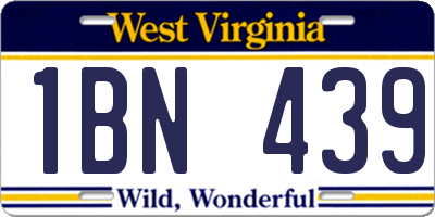 WV license plate 1BN439