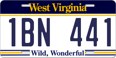 WV license plate 1BN441