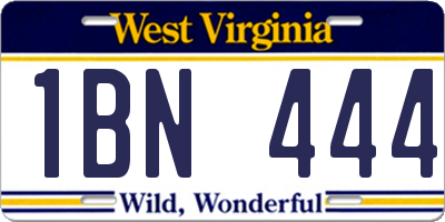 WV license plate 1BN444