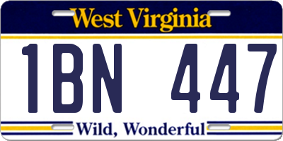 WV license plate 1BN447