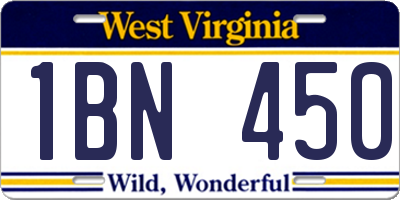 WV license plate 1BN450