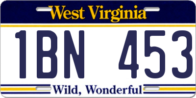 WV license plate 1BN453