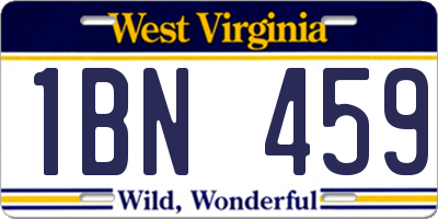 WV license plate 1BN459