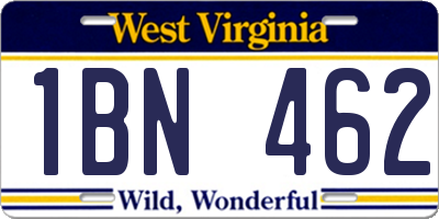 WV license plate 1BN462