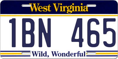 WV license plate 1BN465