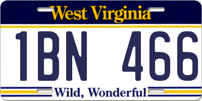 WV license plate 1BN466