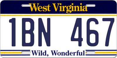 WV license plate 1BN467