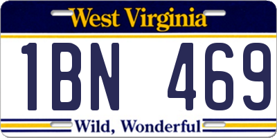 WV license plate 1BN469