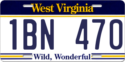 WV license plate 1BN470