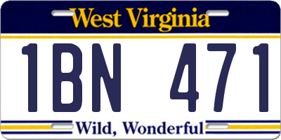 WV license plate 1BN471