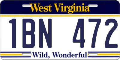 WV license plate 1BN472