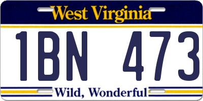 WV license plate 1BN473