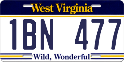 WV license plate 1BN477