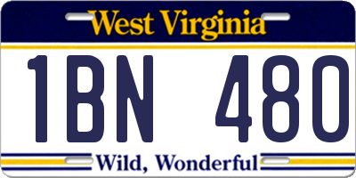 WV license plate 1BN480