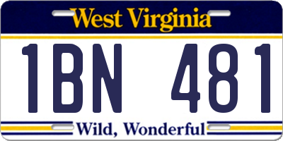 WV license plate 1BN481