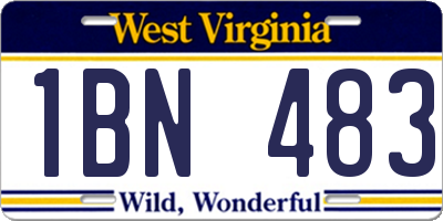 WV license plate 1BN483