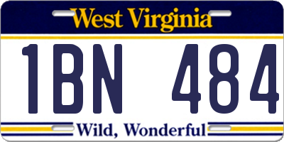 WV license plate 1BN484