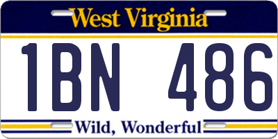 WV license plate 1BN486