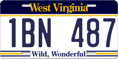WV license plate 1BN487