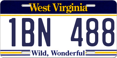 WV license plate 1BN488