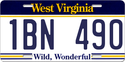 WV license plate 1BN490