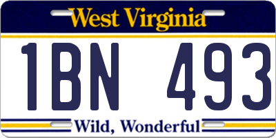 WV license plate 1BN493