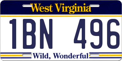 WV license plate 1BN496