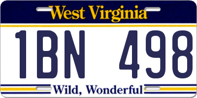WV license plate 1BN498