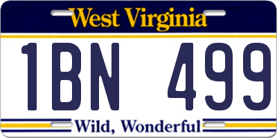 WV license plate 1BN499