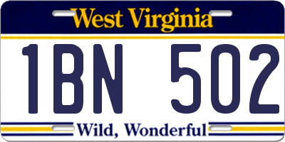 WV license plate 1BN502
