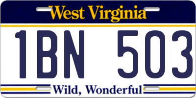 WV license plate 1BN503