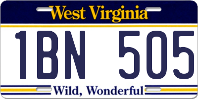 WV license plate 1BN505