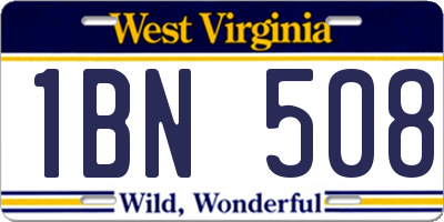 WV license plate 1BN508