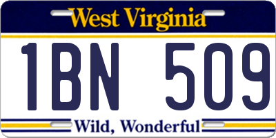 WV license plate 1BN509