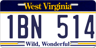 WV license plate 1BN514
