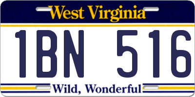 WV license plate 1BN516