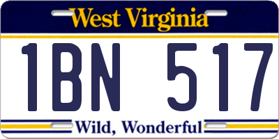 WV license plate 1BN517