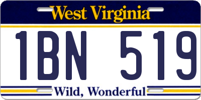 WV license plate 1BN519