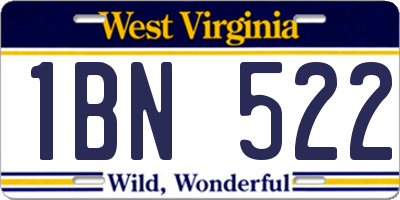 WV license plate 1BN522
