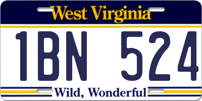 WV license plate 1BN524