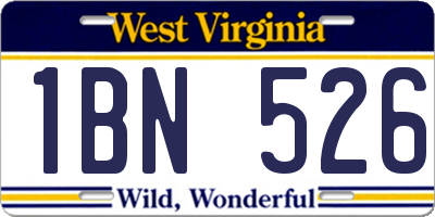 WV license plate 1BN526