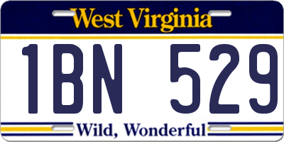 WV license plate 1BN529