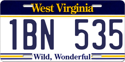 WV license plate 1BN535