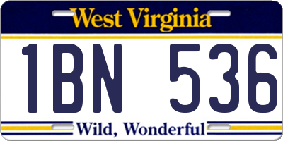 WV license plate 1BN536