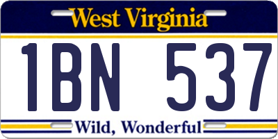 WV license plate 1BN537