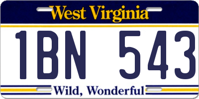 WV license plate 1BN543