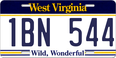 WV license plate 1BN544